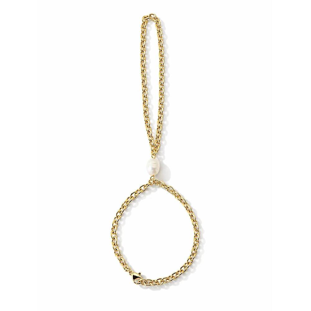 NEW EKLEXIC women's preya pearl hand chain bracelet in gold